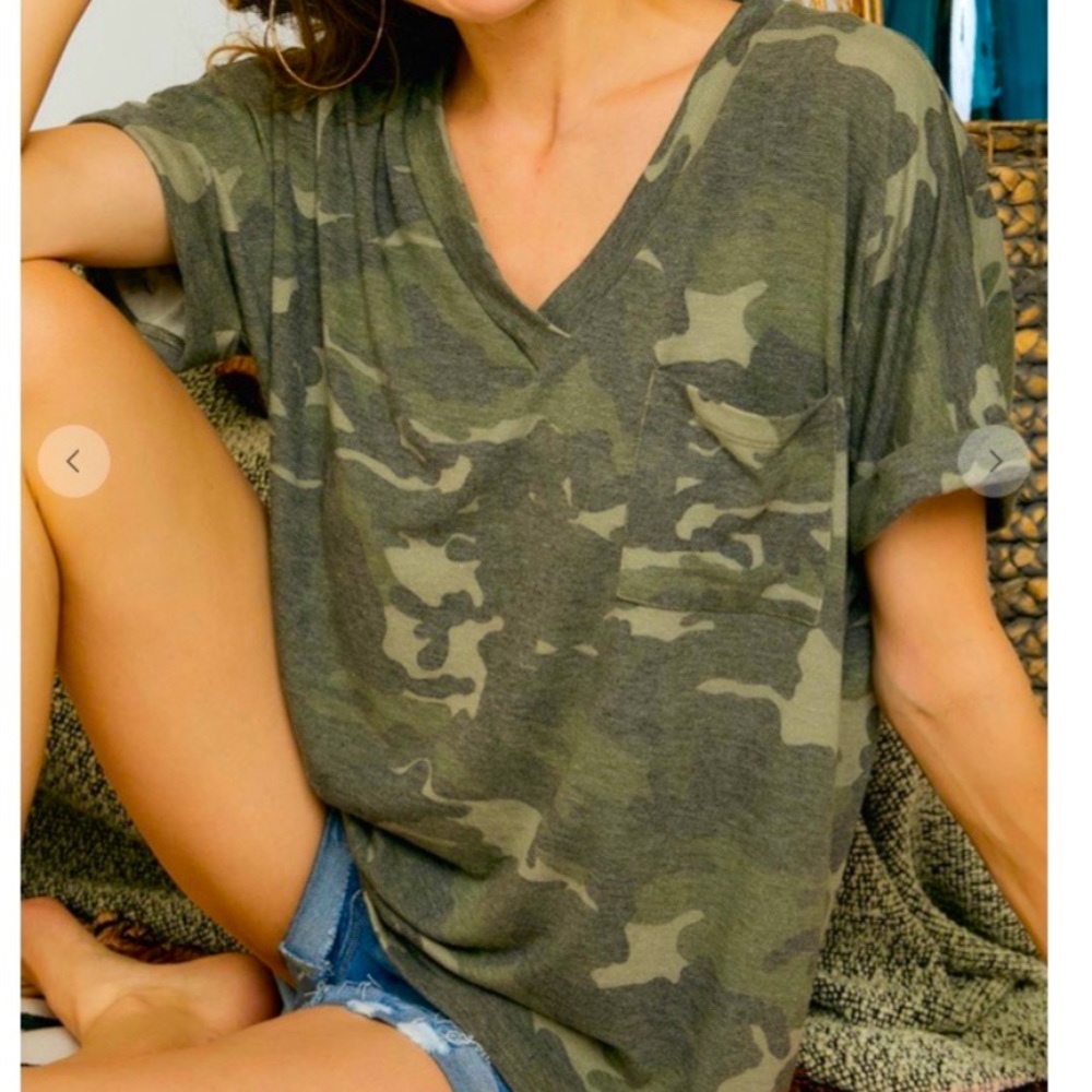 NWT - Camo V-neck Top